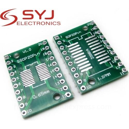 10pcs/lot SOP20 SSOP20 TSSOP20 to DIP20 Pinboard SMD To DIP Adapter 0.65mm/1.27mm to 2.54mm DIP Pin Pitch PCB Board Converter