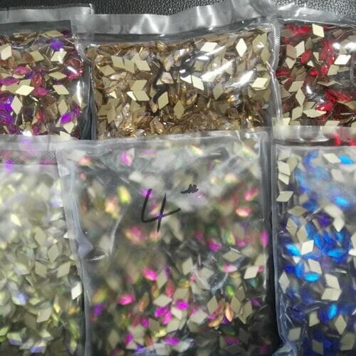 100pcs/lot Nail Rhombus Crystal Rhinestone 6x10mm Flat-back Crystal DIY Nail Tip Art Non-Hotfix Crystal Accessory Decoration 6C