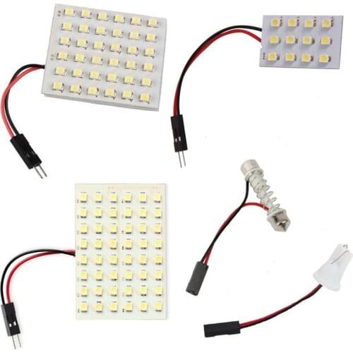 12 36 48 LED Panel Super White Car Reading Map Lamp 1210 smd Auto Dome Interior Bulb Roof Light with T10 Adapter Festoon Base