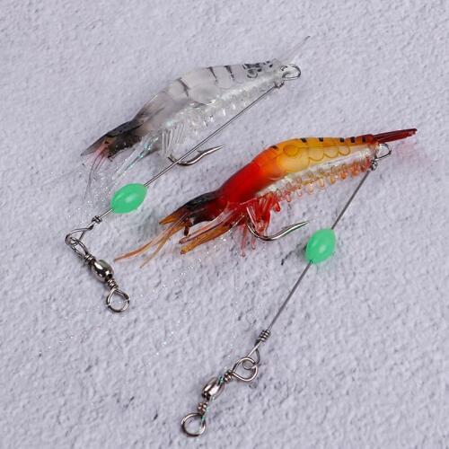 2PCS/Set 9cm 6g Fishing Artificial Bait Shrimp Soft Lure With Glow Hook Swivels Anzois Para Pesca Sabiki Rigs Fishing Lure
