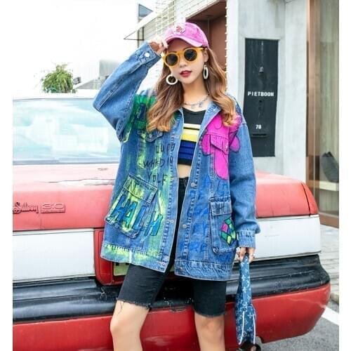 2020 Jacket Denim 2020 Fashion Loose Real Shot For Men And Women Free Shipping Graffiti