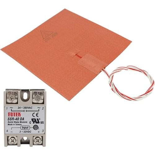 250*250MM 220V 450W Silicone Heating Pad Heater Pad w/ Solid State Relay for Voron 3D Printer Accessories