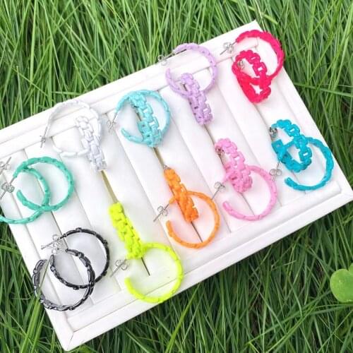 5Pairs,Trendy Cuba Link Shape Gold Stud Earrings Punk Simple Circle Earring Women Jewelry Colorful Hoop Earrings