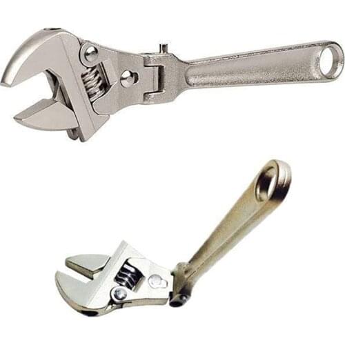 8 Inch Adjustable Ratchet Wrench 180 Degree Rotating Folding Handle Dual-Purpose Wrench Tools for Repair Spanner Key Hand Tool