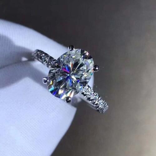 925 Sterling Silver Ring 2ct Oval Cut GH Color Moissanite Ring Luxury moissanite jewelry Anniversary gift Engagement ring