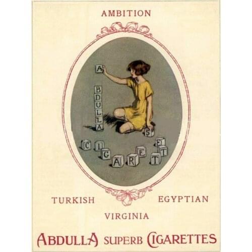 Abdulla – Lewis Baumer CIGARETTES OLD 1925 REPRODUCTION METAL TIN SIGN POSTER