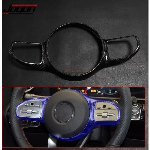 Car Carbon Fiber Steering Wheel Control Button Cover Trim For Mercedes Benz A Class W177 V177 A180 A35 A45 CLA Class C118 CLA180