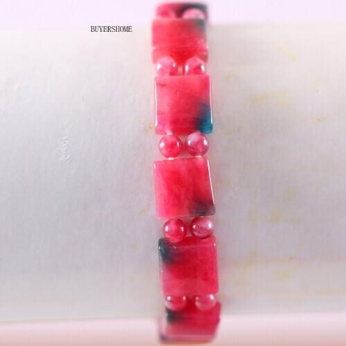 BUYERSHOME Hot Jewelry Stretch Bracelet 7" For Women 10MM Natural Beads Red Stone H451