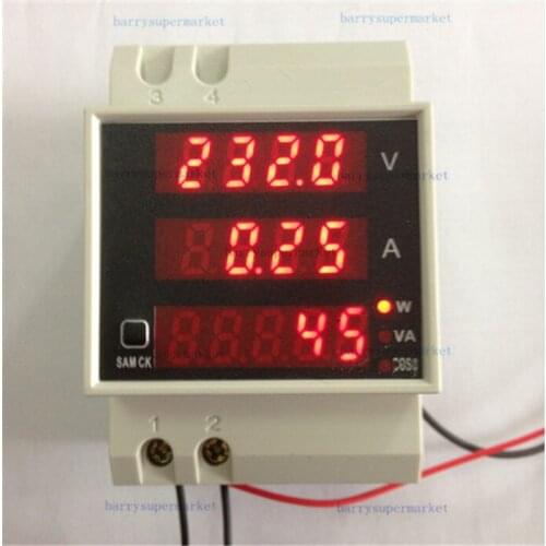 Digital voltage current power meter Ammeter Voltmeter powermeter DIN RAIL 100A AC80-300V 200V-450V volt amp watt meter D52-2048