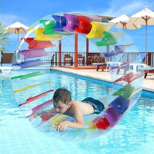 100x65cm Colorful Inflatable Water Wheel Roller Float Giant Roll Ball For Kids Boys Girls Swimming Pool Toys Crawling Roller Toy