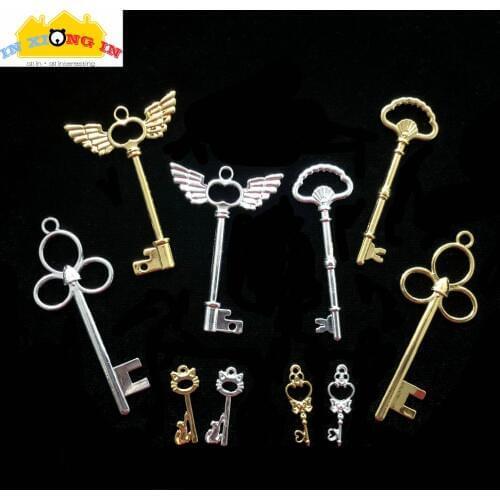 5-10pcs Mini Cat Magic Stick Key Charms DIY Decor Accessories Seashell Key Pendant Kawaii Angel Wings Jewelry Making Tools