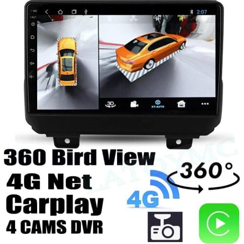 Car Audio Navigation GPS Stereo Carplay DVR 360 Birdview Around 4G Android System For Jeep Wrangler JL JLU 4 2017~2021