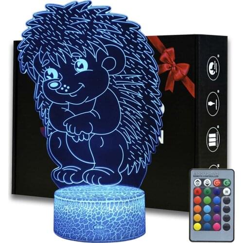 Animal Figurine 3D illusion Lamp Hedgehog Decoration Light Kids Bedroom Night Lights Hedgehog Model Table Lamp Perfect Gifts