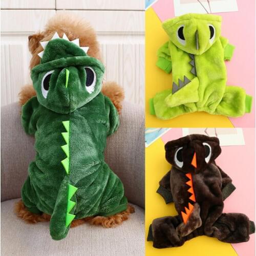 Fleece Pet Cat Dog Dinosaur Fun Jumpsuit Warm Winter Hooded Coat Puppy Jacket Clothes