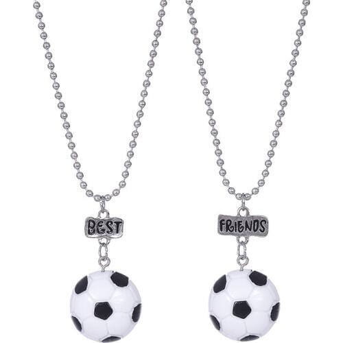 Simulation Football bff 2 Pendant Necklace Resin Best friends Friendship Jewelry Fashion Souvenir Gifts For Kids 2018