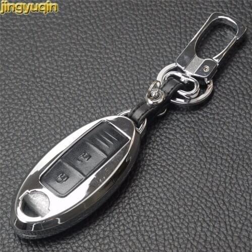 Jingyuqin 5PCS Zinc Alloy+Leather Car Key Case Cover For Nissan 350Z Almera Altima Armada Cefiro Cube Juke Livina March Maxima