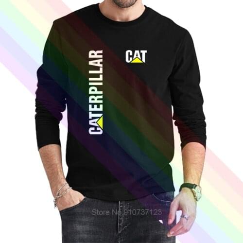 Caterpillar Cat Logo Classic Black T-Shirt 2021 Newest Summer Mens Long Sleeve Popular Tees Shirt Tops Novel Unisex