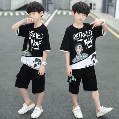 2021 New Summer Boys Children Clothing Suits T shirts +Pants 2pcs Set Kids Teenager Sport Sets Sportswear 4 6 7 8 9 10 12 Years