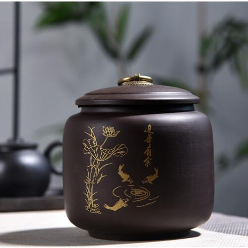 Tea Storage Box Purple Clay Tea Cans Candy Jar Tin Food Storage Contaienr 12.5*10.2cm Spices Storage Box For Kitchen Dining Room