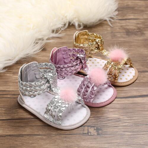 Summer fashion girls casual shoes newborn childrens hair ball childrens shoes new fashion bright color PU shoes