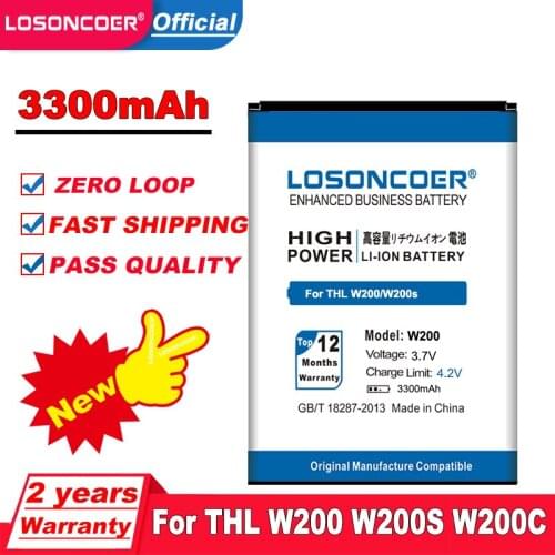 LOSONCOER 3300mAh for THL W200 Battery W200s W200C Batteries Global Free Shipping Online Track
