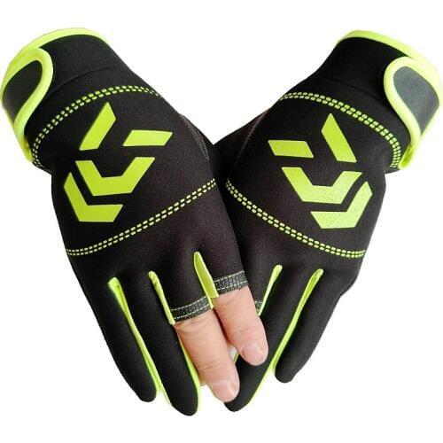 Daiwa Anti-slip Fishing Gloves with 3 Fingerless Breathable Anti-slip Waterproof Gloves Outdoor Sun Protection Gloves