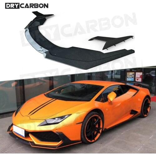 Real Carbon Fiber Front Lip Spoiler Side Splitters Aprons case For Lamborghini Huracan LP610-4 2014-2018 D Style Bumper FRP