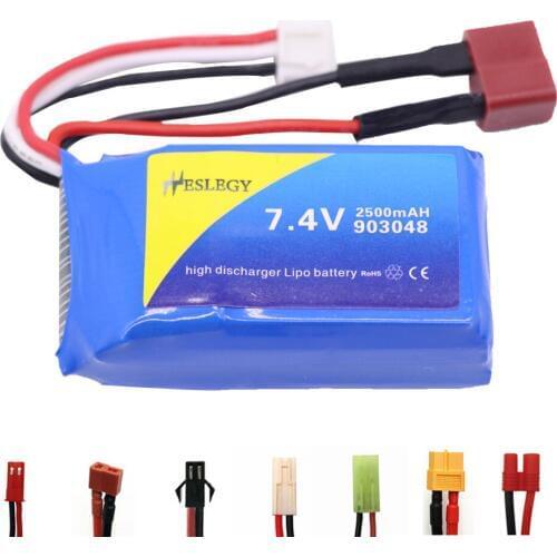 7.4V 2500mAh rechargeable Lipo Battery For WLtoys A959-B A969-B A979-B K929-B RC toys Car Drone boats Spare Parts 903048 Battery