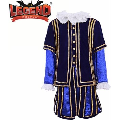Queen Elizabeth Tudor Period Medieval Men cosplay blue outfit Vintage Mens Costumes Medieval Renaissance blue men outfit