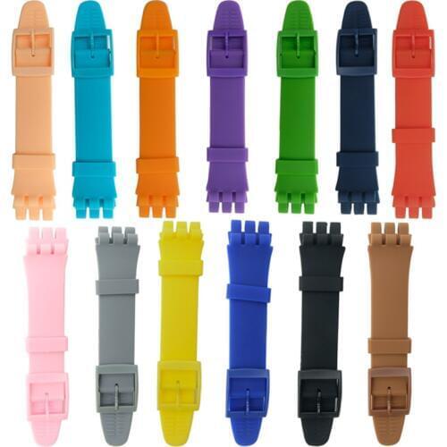 Colorful Silicone Watchband for Swatch Watch 12mm 16mm 17mm 19mm 20mm Rubber Replace Bracelet Strap Band Accessories Pink Black