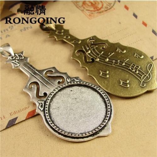 RONGQING 25mm 20pcs/lot 2 colors guitar music Retro Tray DIY Accessories Wholesale Craft