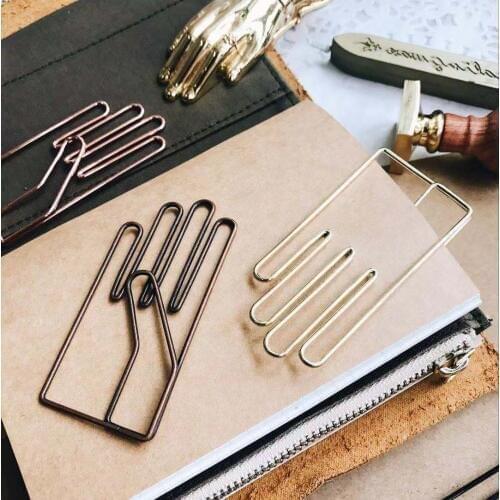 Right Hand shaped Modeling Large Paper Clip metal Clip Kawaii Stationery Office Large Paper Clips Decorative Stationery Clips