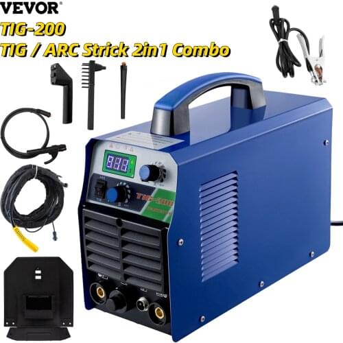 VEVOR TIG - 200C MMA ARC 2 in 1 Portable Combo DC Welder Welding Machine 110/220V IGBT Semi-Automatic Stick Selding Argon 3.2mm