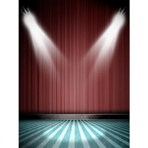 VinylBDS Red Stage Wedding Photography Backdrops Lighting Photography Striped Floor Back Studio