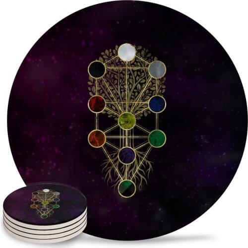 Tree of Life Round Coaster Coffee Table Mats Kitchen Table Accessories Absorbent Ceramic Coasters