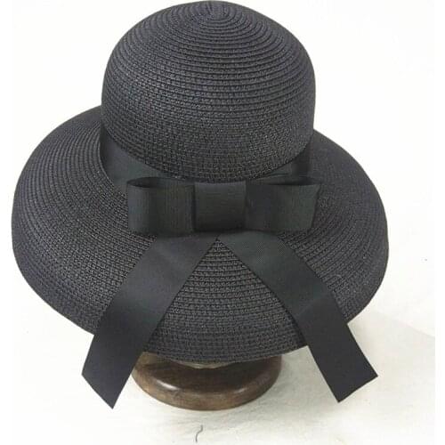 Womens Summer Outside Beach Straw Hat Ladies Girls Ribbon Bowknot Dome Sun protection Sun Hats Visor Caps Gorros