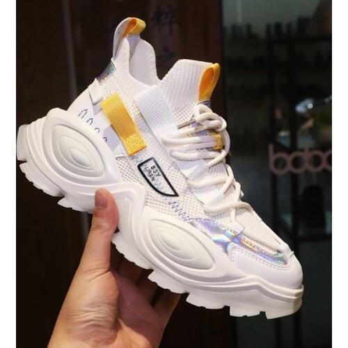 Elad Halabi Knitting Sneakers Women Flat Platform Shoes 2021 Breathable Lithe Heighten Thick Bottom Casual Ladies Sneakers
