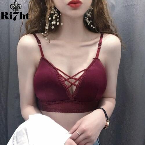 Slimming Ins Sexy Lace Tube Top Womens Summer 2021 New Wireless Cross Spaghetti Strap Bra Underwear