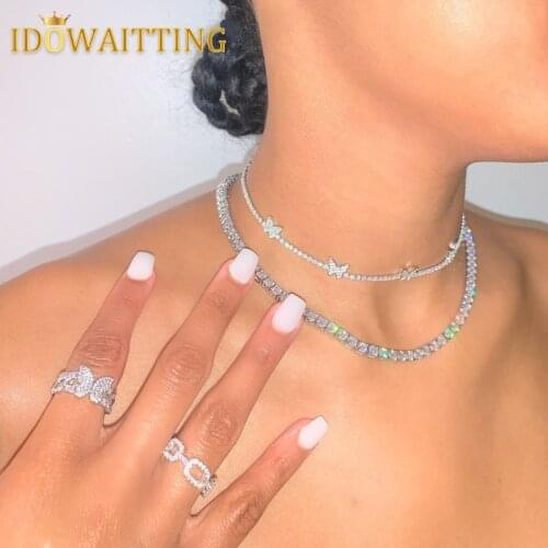 2021 High Quality Fashion Women Jewelry Micro Pave 5A Cubic Zirconia Cz Iced Out Bling Cuban Link Chain Butterfly Finger Ring