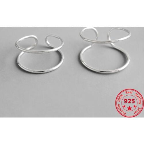 Minimalist Geometric Double line Adjustable Ring Genuine Silver 925 Jewelry Trendy Fine Jewelry For Charm Women Bijoux