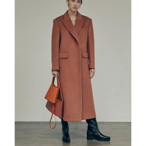 2021 Autumn Winter Wool Women Coat Jacket Outwear Long Manteau Femme Lapel Solid Coat Female Overcoat Elegant Outerwear Womens