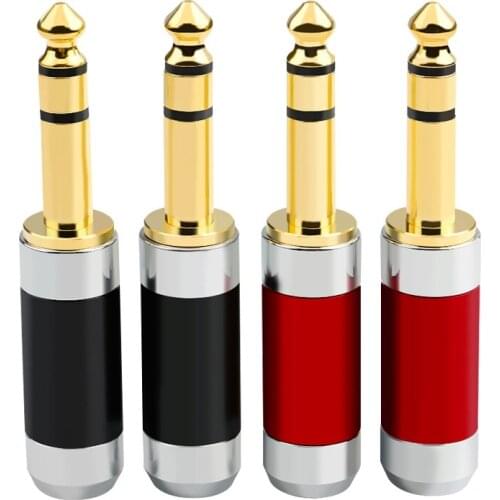 1Pcs Pure Copper Gold Plaet 6.35mm / 6.5mm Jack Stereo Headphone Connector Converter Audio Head Microphone Earphone Adapter