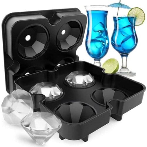 1PC 3D Skull Silicone Ice Cube Maker Form For Ice Candy Cake Pudding Chocolate Molds 4 Cell Ice Mold Square Shape Trays Molds