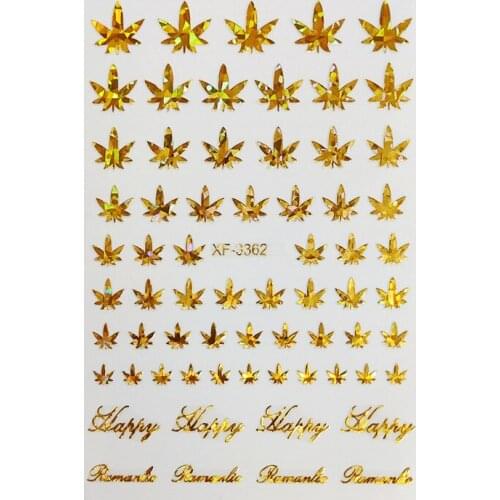 1pcs Weed Nail Sticker for Nails Adhesive Self Sticker Decal Leaf Manicuring DIY Tips Decoration Acrylic Decal TERW-25SDW345