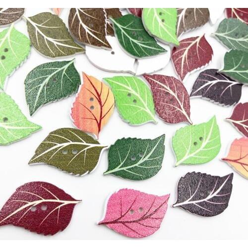 10/50/100pcs Mixed Leaves Wood Apparel Sewing Buttons For Clothes Scrapbooking Decorative Crafts Handicraft DIY WB687