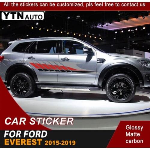 2 Pieces Car Stickers Fits For Ford Everest 2015 2016 2017 2018 2019 Side Door Racing Graphic Vinyl Cool Car Decoration Decals