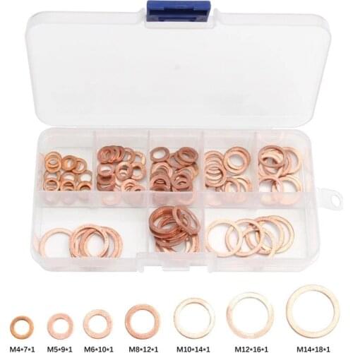 200Pcs Copper Sealing Solid Gasket Washer Sump Plug Oil For Boat Crush Flat Seal Ring Tool Hardware Accessories
