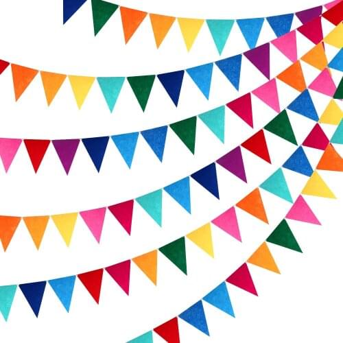5 Pack) 60pcs Rainbow Felt Fabric Pennant Banners Multicolor Party Garland For Birthday Party, Classroom Decoration Background