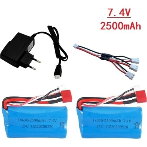 7,4 V 2500mah lipo battery 18650 2S T plug for Q46 Wltoys 10428 /12428/12423 RC car spare accessories 7,4 V high capacity