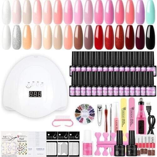 COSCELIA Gel Nail Polish Set Nails Supplies For Professionals Manicure Machine All For Manicure Gel Varnishes Hybrid UV/LED Lamp